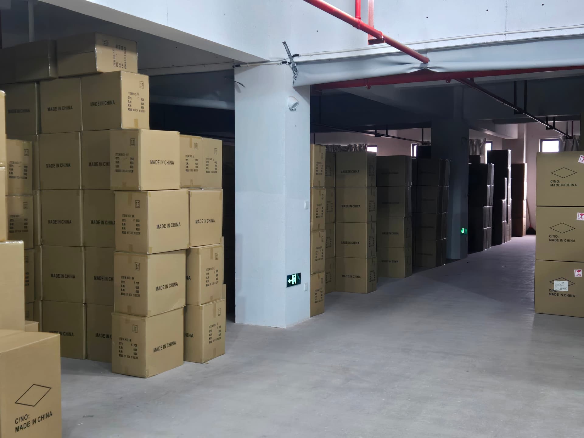 Christmas decoration warehouse storage and bulk inventory staging for export