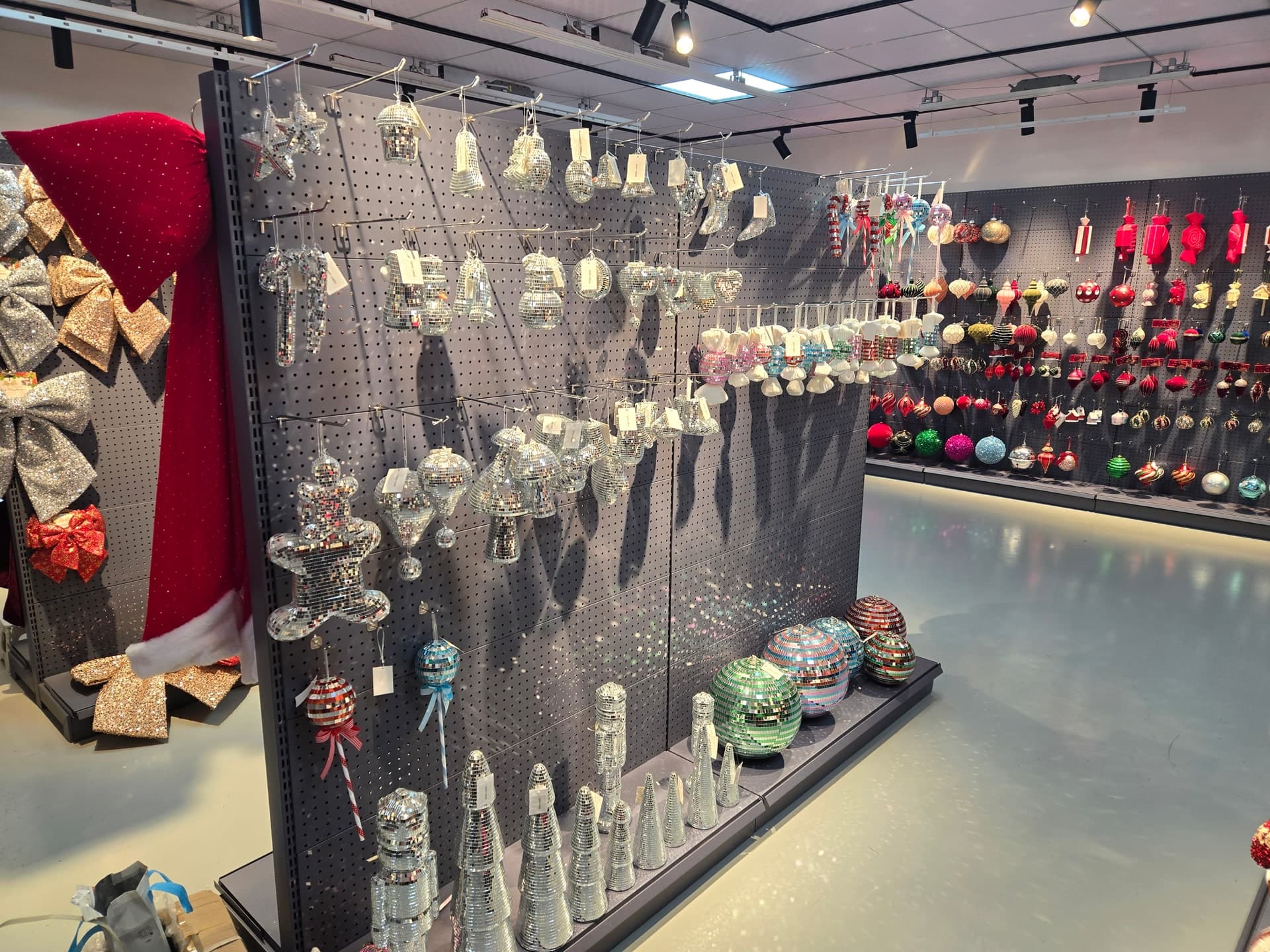 Christmas ornament factory showroom with wholesale displays