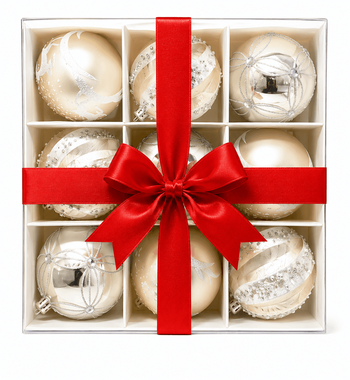 Plastic shatterproof Christmas ball ornaments for mass retail programs